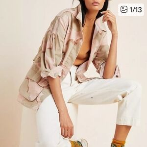 Anthropologie Distressed Camouflage Utility Jacket Size Med NWOT Gorpcore